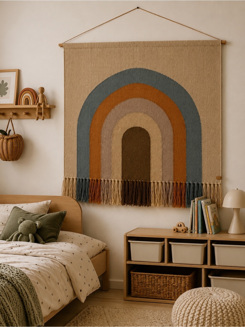 OYOY Rainbow Wall Hanging Tapestry Boho Nursery Decor Large Woven Textile Art